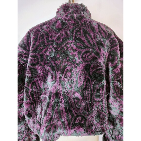 Vintage CROPPED Faux Fur Jacket Blazer - 80s 90s Crop Fur Jacket - Teddy Bear - Picture 3 of 10